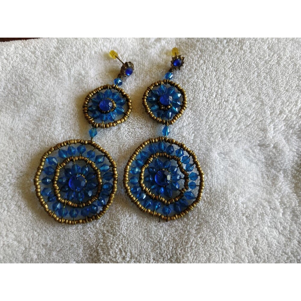Earring Lot BOHO Seeds Beaded Bohemian Dangle Drop Hoop Chandelier Pierced - Picture 3 of 16